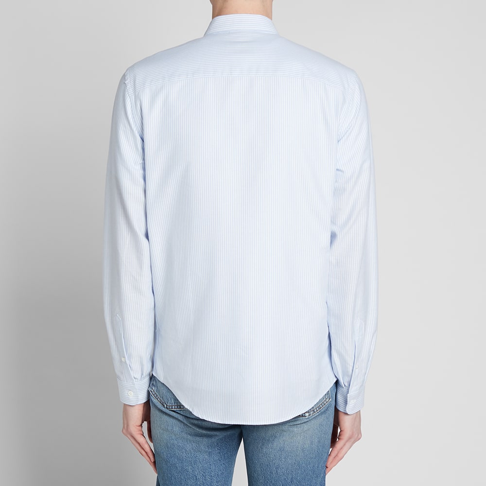 AMI Heart Logo Stripe Oxford Shirt Blue & White | END. (UK)