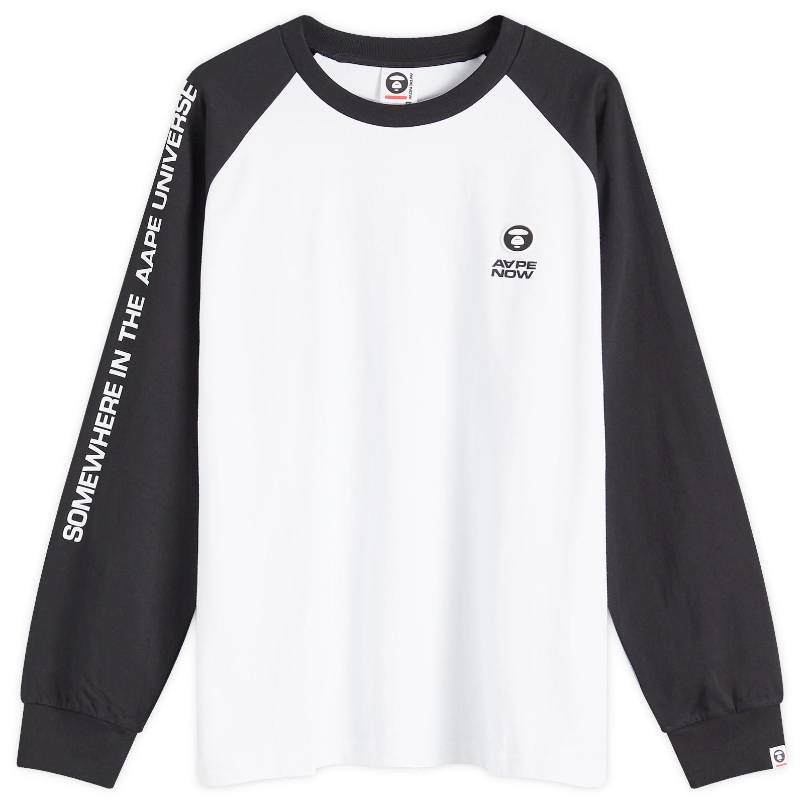 トップス AAPE NOW RAGLAN LONG SLEEVE TEE AAPE Now Raglan Long Sleeve T-Shirt Black - Curated Menswear