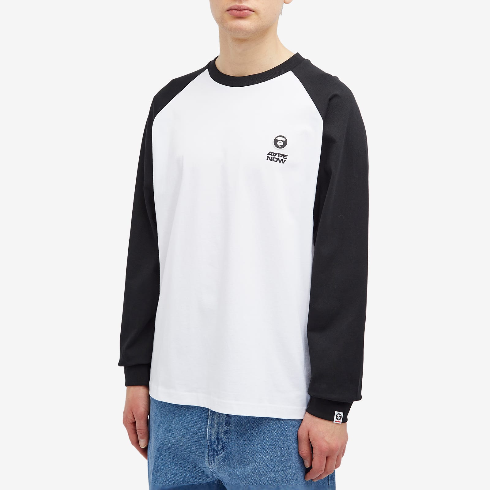 AAPE Now Raglan Long Sleeve T-Shirt Black - Curated Menswear