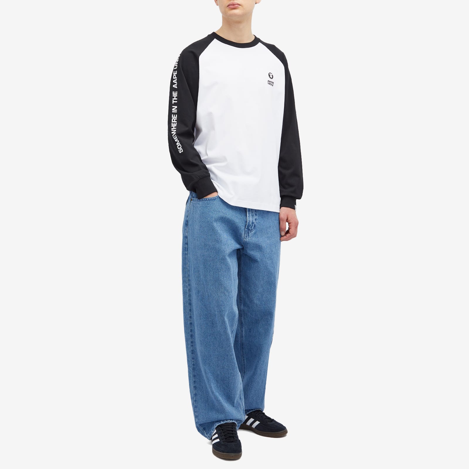 AAPE Now Raglan Long Sleeve T-Shirt Black - Curated Menswear