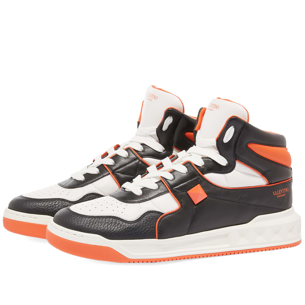 Valentino High Top Roman Stud Sneaker WhtBlck&Tt END. (US)