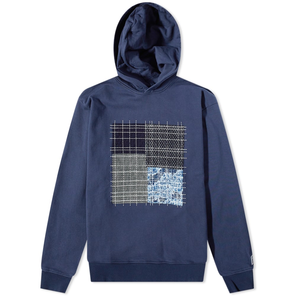 トップス 00s archive japanese label hoodie boro Black Boro Hoodie With Fully Embroidered Hand-stitched