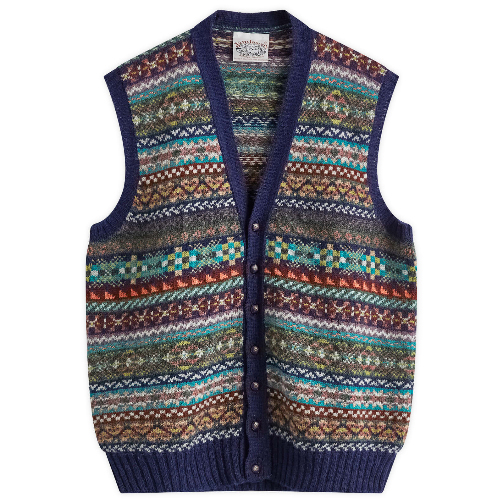 トップス JAMIESON`S / Fairsile V-Neck Knit Vest Jamieson's The Duke Fair Isle v-neck sweater vest, greige, orange