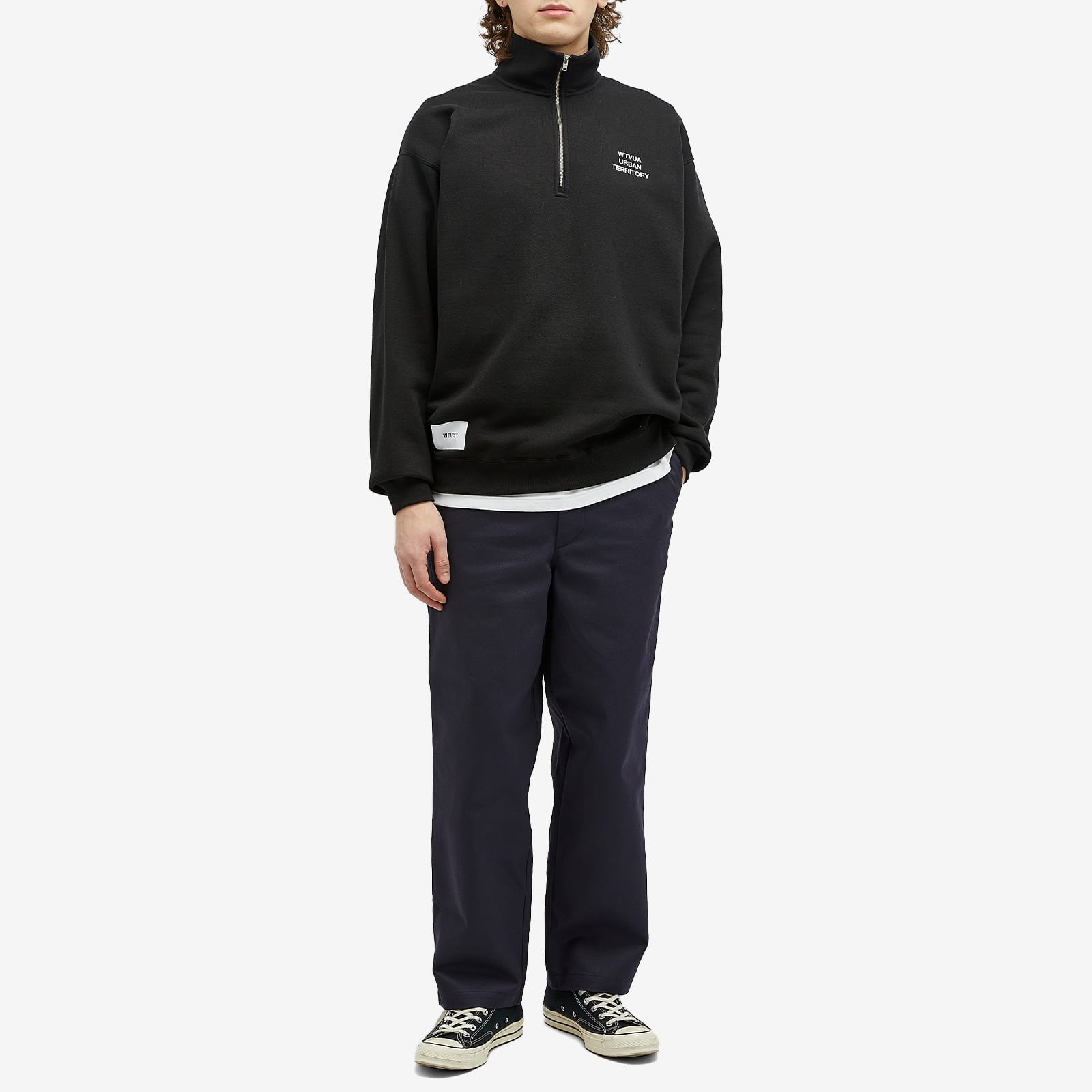 コーヒーメーカー様 WTAPS 20AW BIZZ 裾ジップ 黒 03 L WTAPS Men's 20 Embroidered Half Zip Sweat Black - Curated Menswear