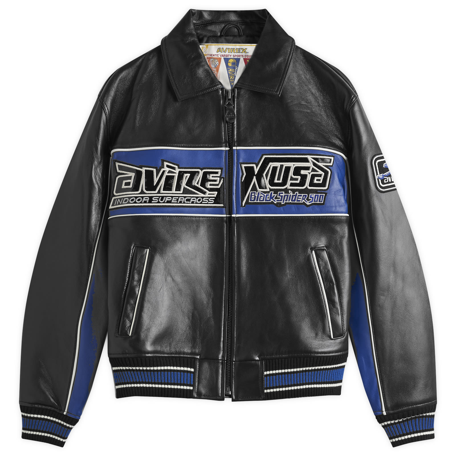 Avirex Men's Black Spider Leather Jacket - Curated Menswear