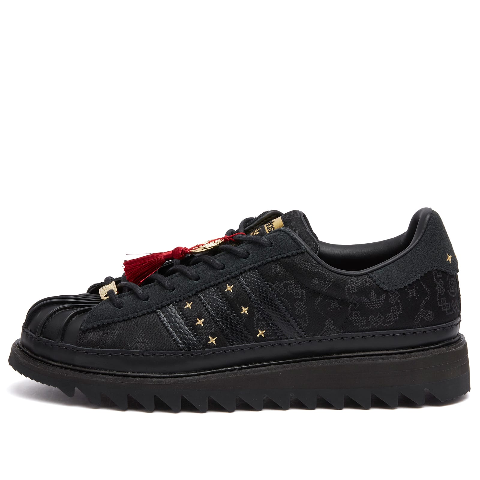 adidas x Clot Superstar Sneaker Core Black, Carbon & Gold
