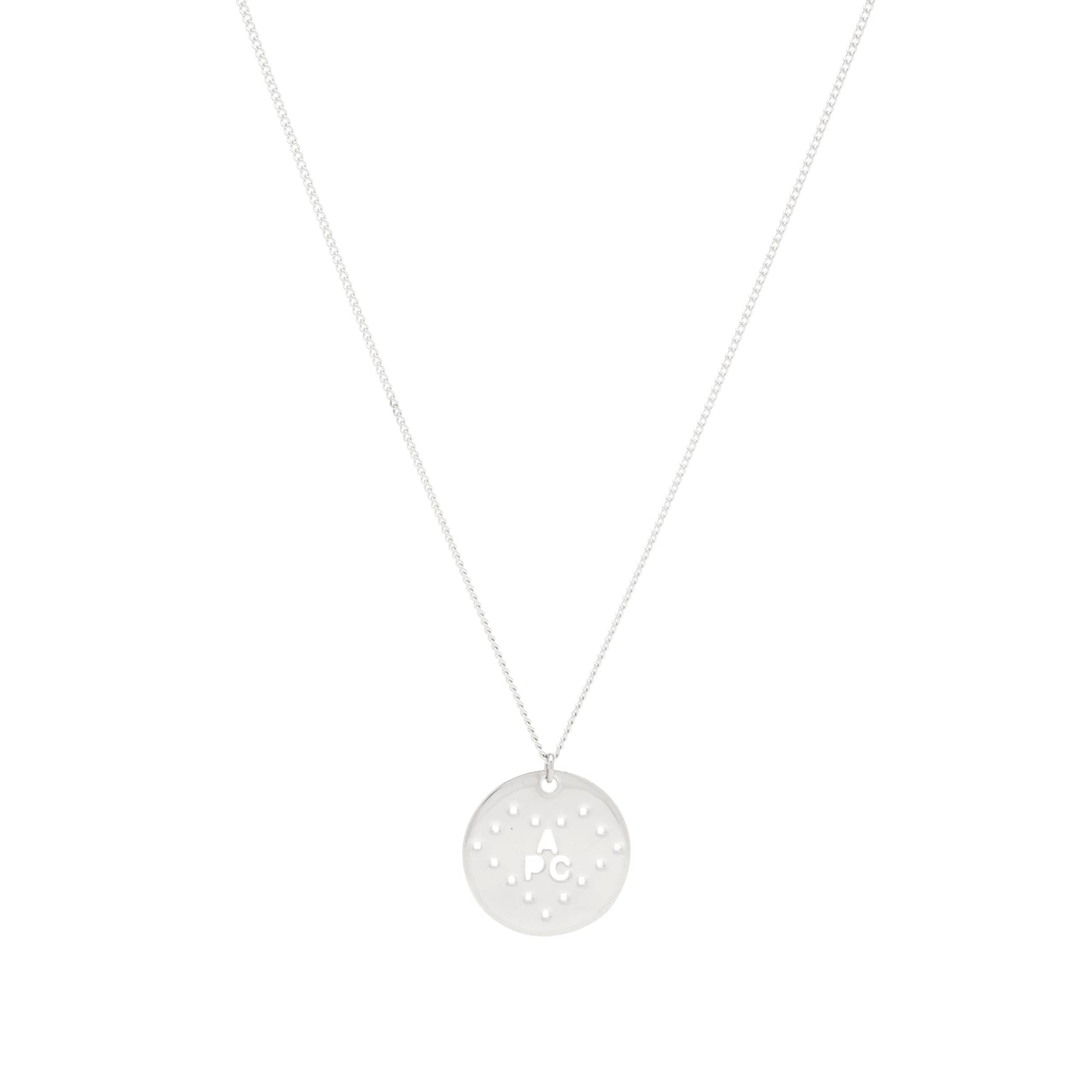 A.P.C. Men’s Eloi Perforated Logo Necklace Silver