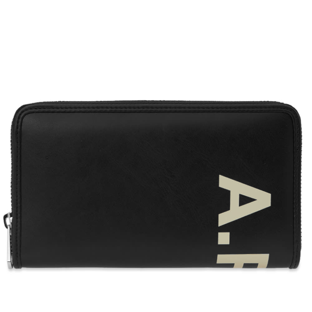 A.P.C. Transversal Vinyl Logo Large Zip Wallet Black | END. (HK)