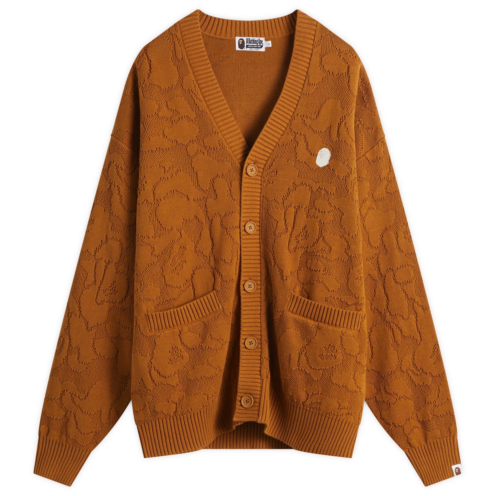 A Bathing Ape Men's Beige Solid Camo Jacquard One Point Cardigan