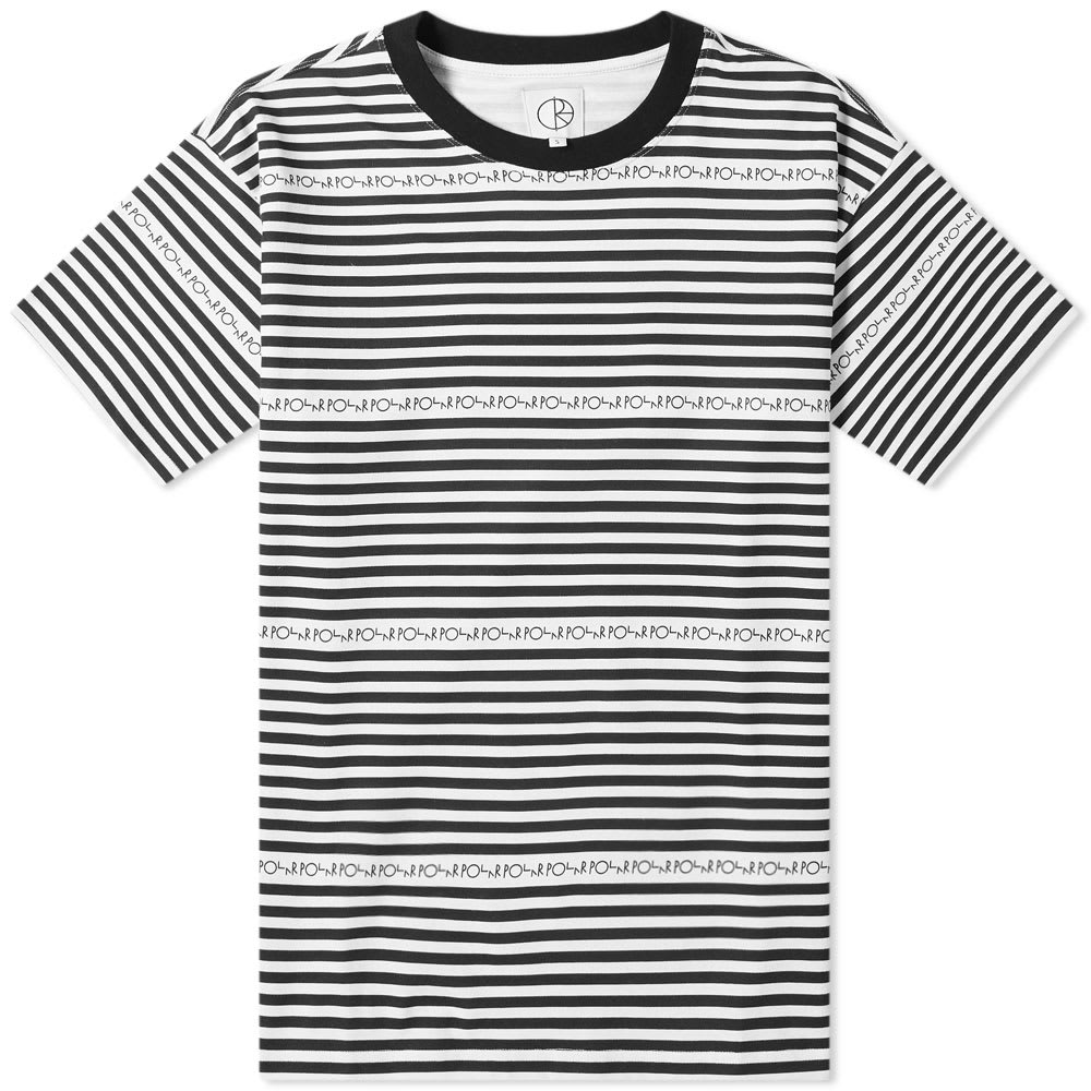 Striped with the Polar Skate Co. moniker intertwined into its black and white build, this cotton tee is a monochromatic staple from the esteemed Swedish brand. Made in Portugal, the short sleeved piece is completed comfortably with a chunky rib knit edge at its crew neckline.

100% Cotton
Ribbed Crewneck
Printed Branding
Made in Portugal