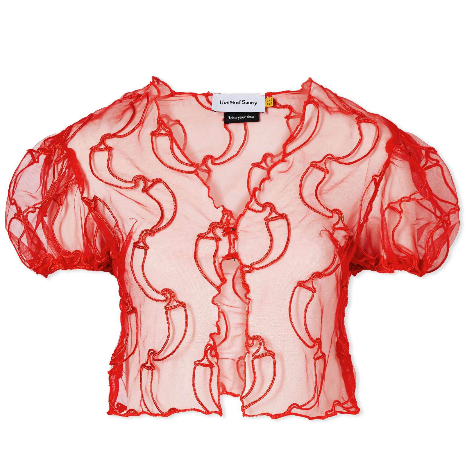 House of Sunny Casa Chilli Embroidered Shirt Campari END.