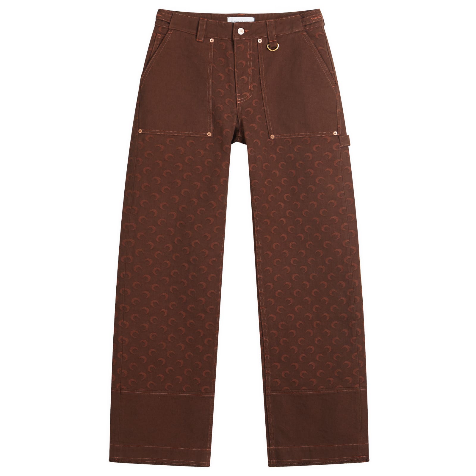 デニム・ジーパン MARINE SERRE Women Denim Pants WPA141B BR40 Brown Marine Serre Moon Jacquard Twill Workwear Pants Deep Brown