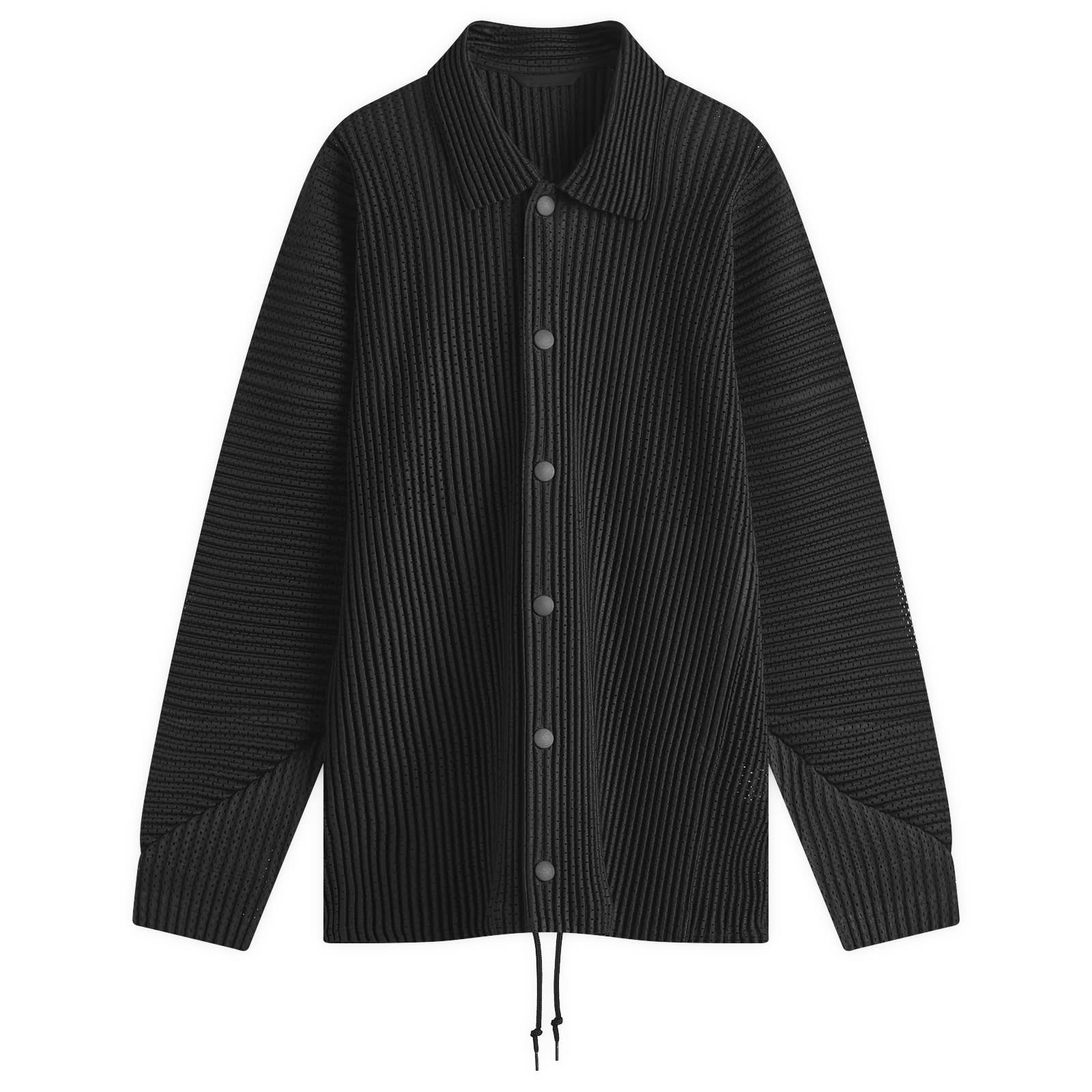 Homme Plissé Issey Miyake Men's Pleated Coach Jacket Charcoal Grey