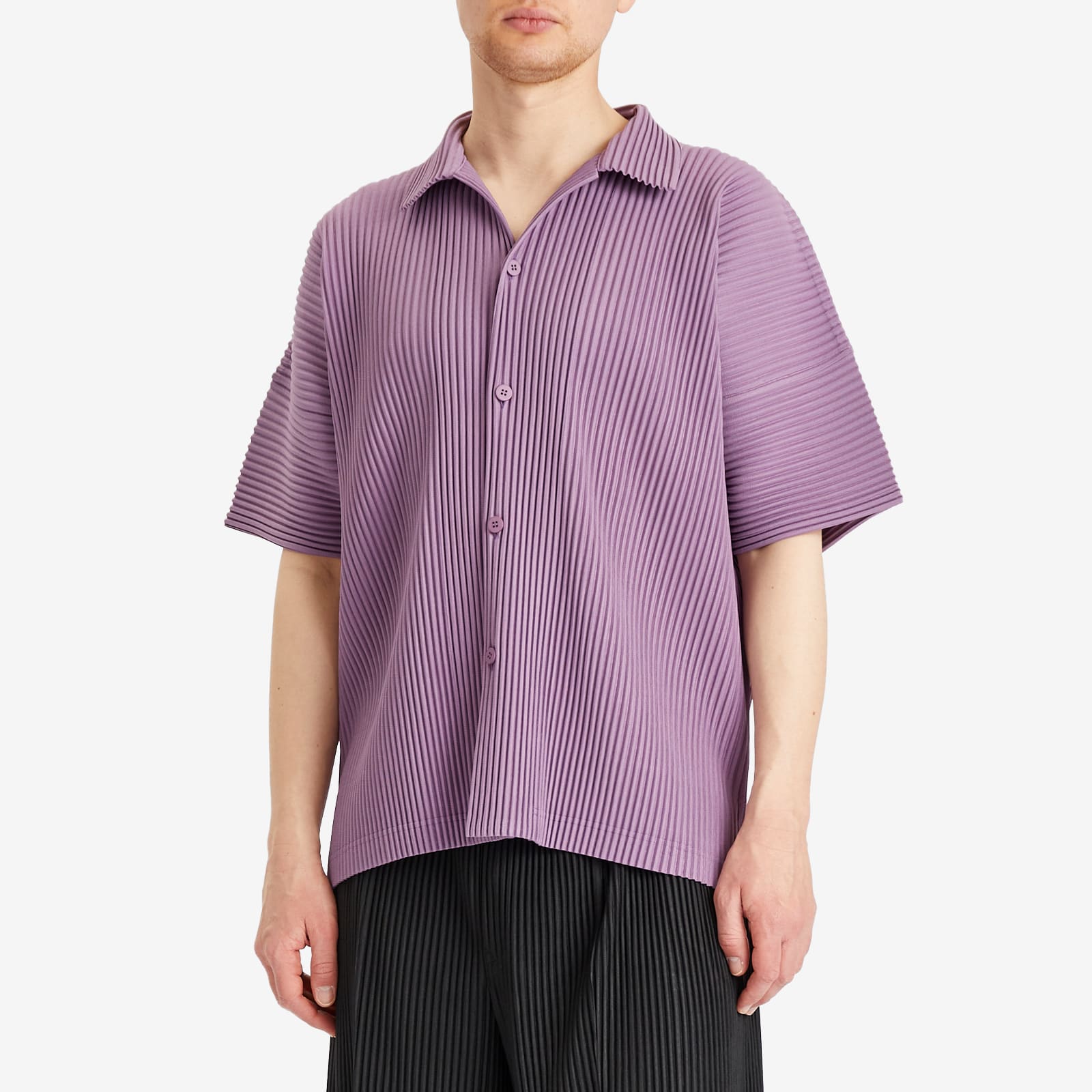 HOMME PLISSE ハイネックネックプリーツカットソー トップス 紫 HOMME PLISSE ハイネックネックプリーツカットソー トップス 紫