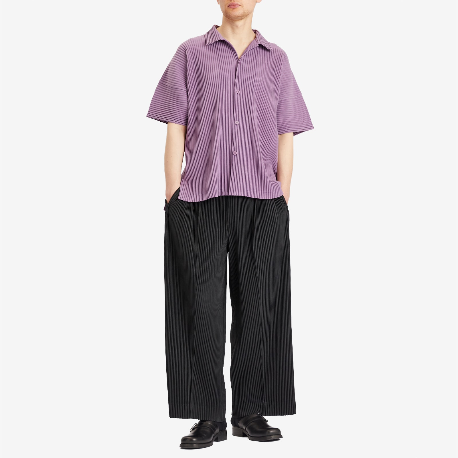 Homme Plissé Issey Miyake Men's Pleated Vacation Shirt Viola