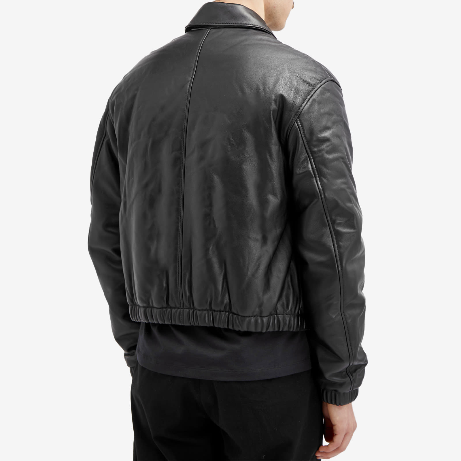 AMI Paris Men's Padded Leather Jacket Black | UJK031-LH0029-001