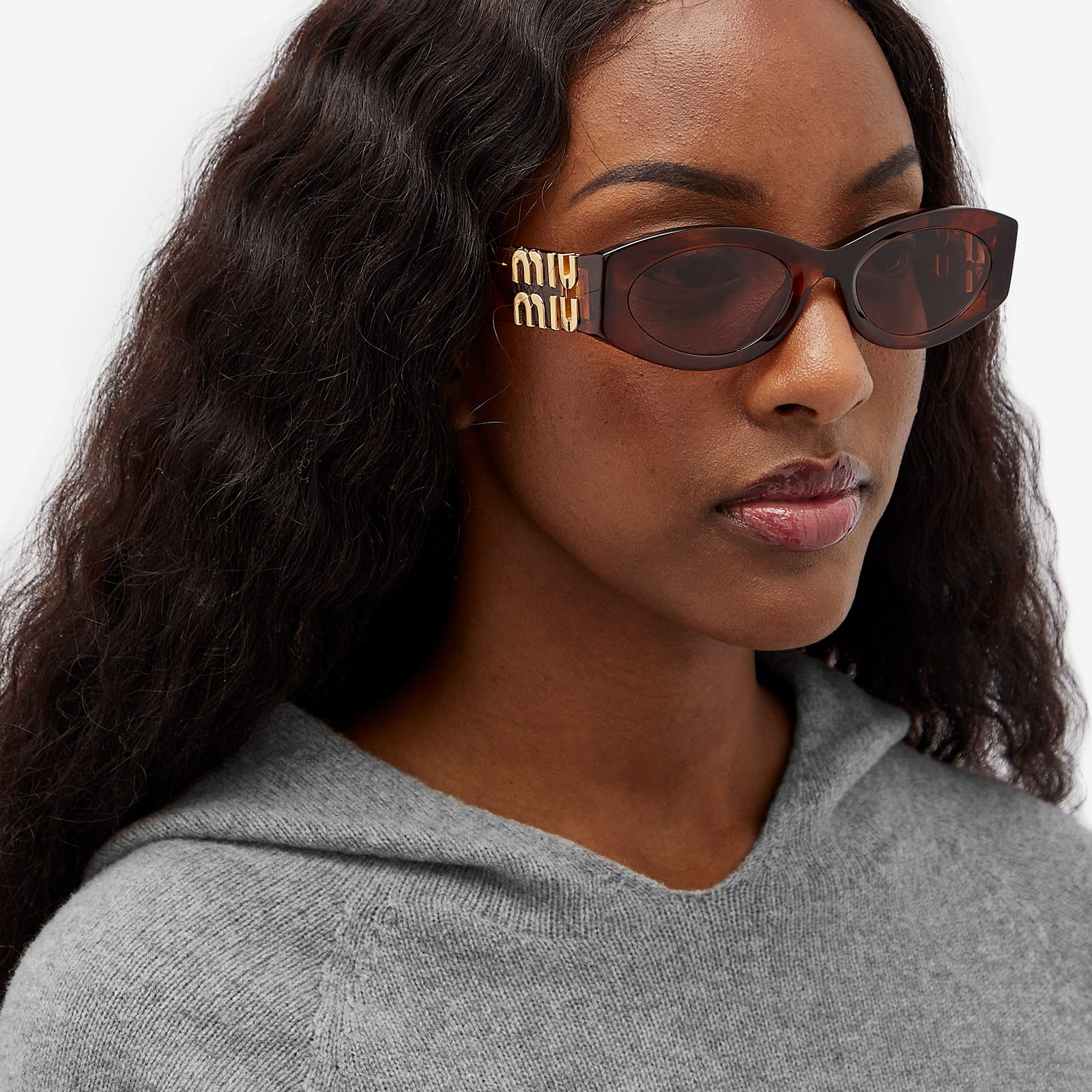Miu Miu Eyewear Women's 11WS Sunglasses Striped Tobacco/Dark