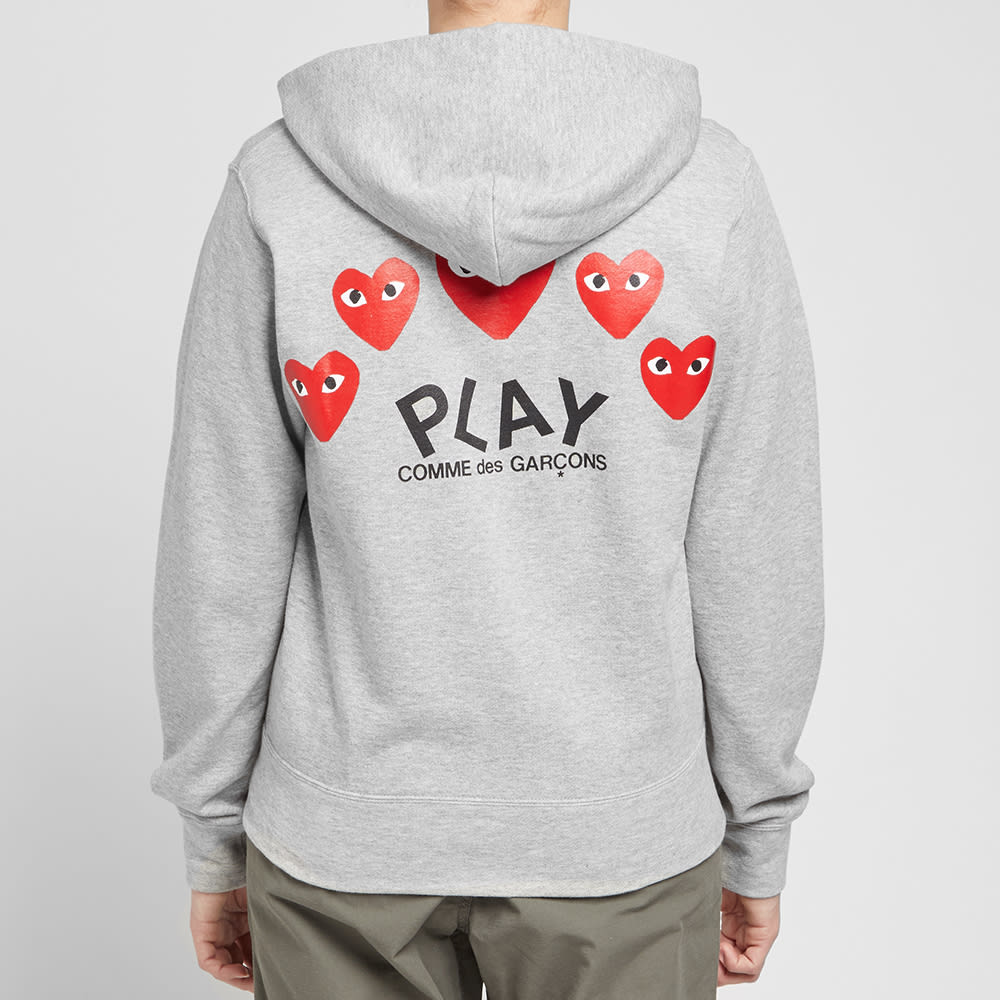 Comme des Garcons Play Women's Red Heart Full Zip Backprint Hoody Grey ...