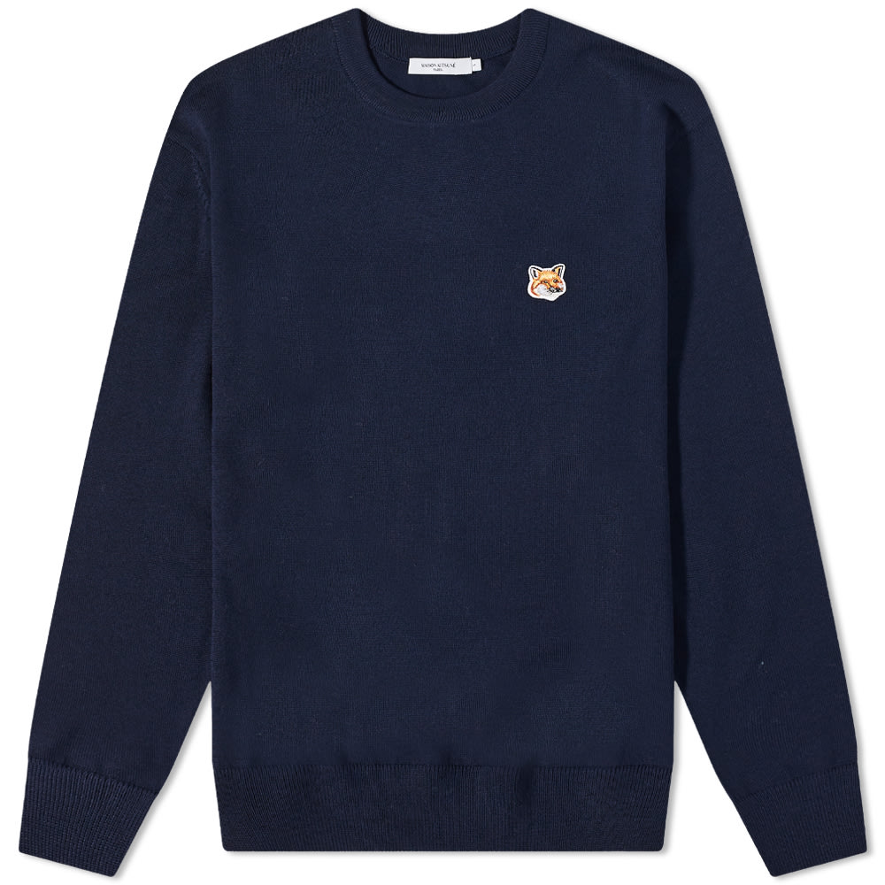 Maison Kitsuné Fox Head Patch Merino Crew Knit Navy | END. (CA) 【SALE/10%OFF maison ニット HEAD FOX kitsune ニット/セーター