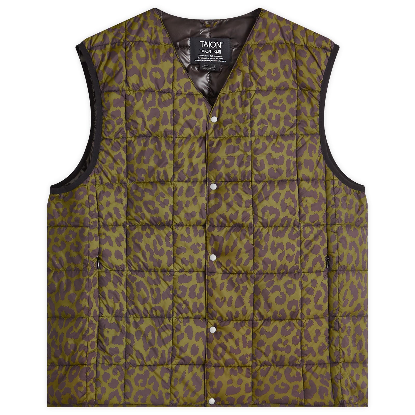 Taion V-Neck Down Vest Leopard | END. (US)
