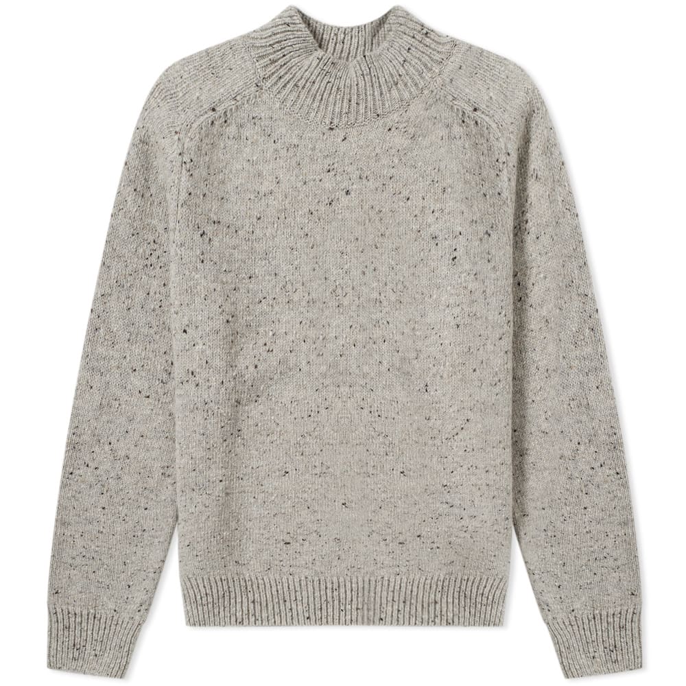 Norse Projects Viggio High Neck Neps Crew Knit Light Grey Melange | END ...