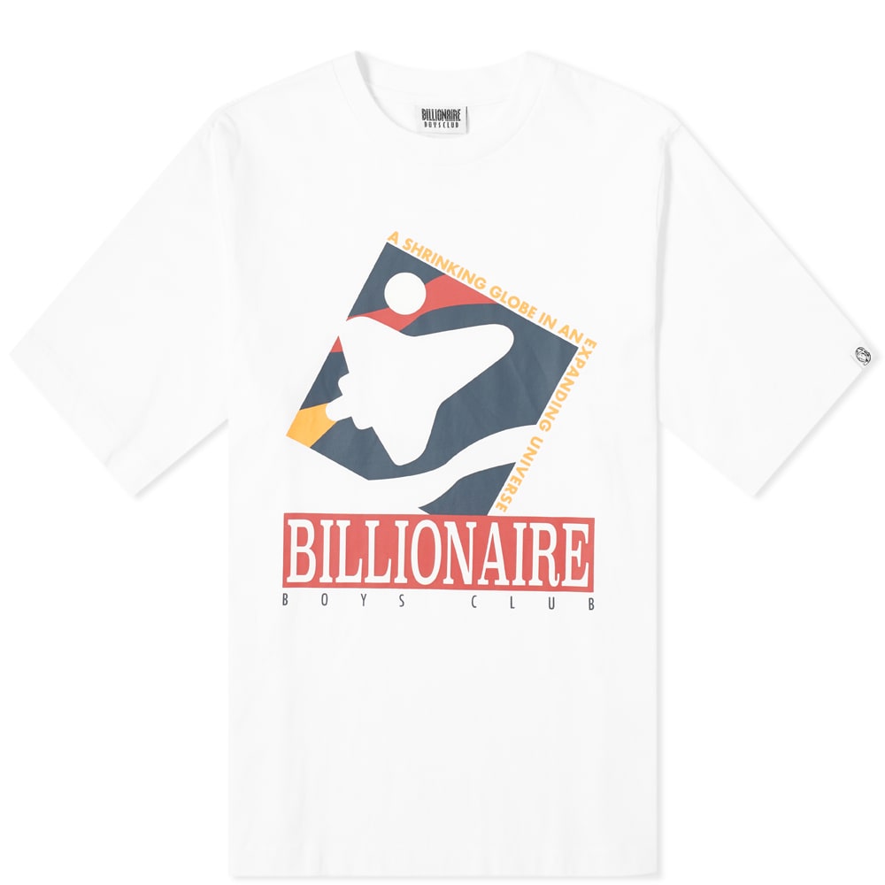 Dedicated to "man's achievements on a shrinking globe in an expanding universe", this cotton jersey ‘Commemorative Mission’ tee from Billionaire Boys Club is inspired by the 140-feet high stainless steel Unisphere globe in Queens, New York. Stamped with a space age graphic at its chest, the short sleeved jersey wears the BBC moniker with pride. 
 
100% Cotton
Ribbed Crewneck 
Printed Branding 
Woven Brand Tab