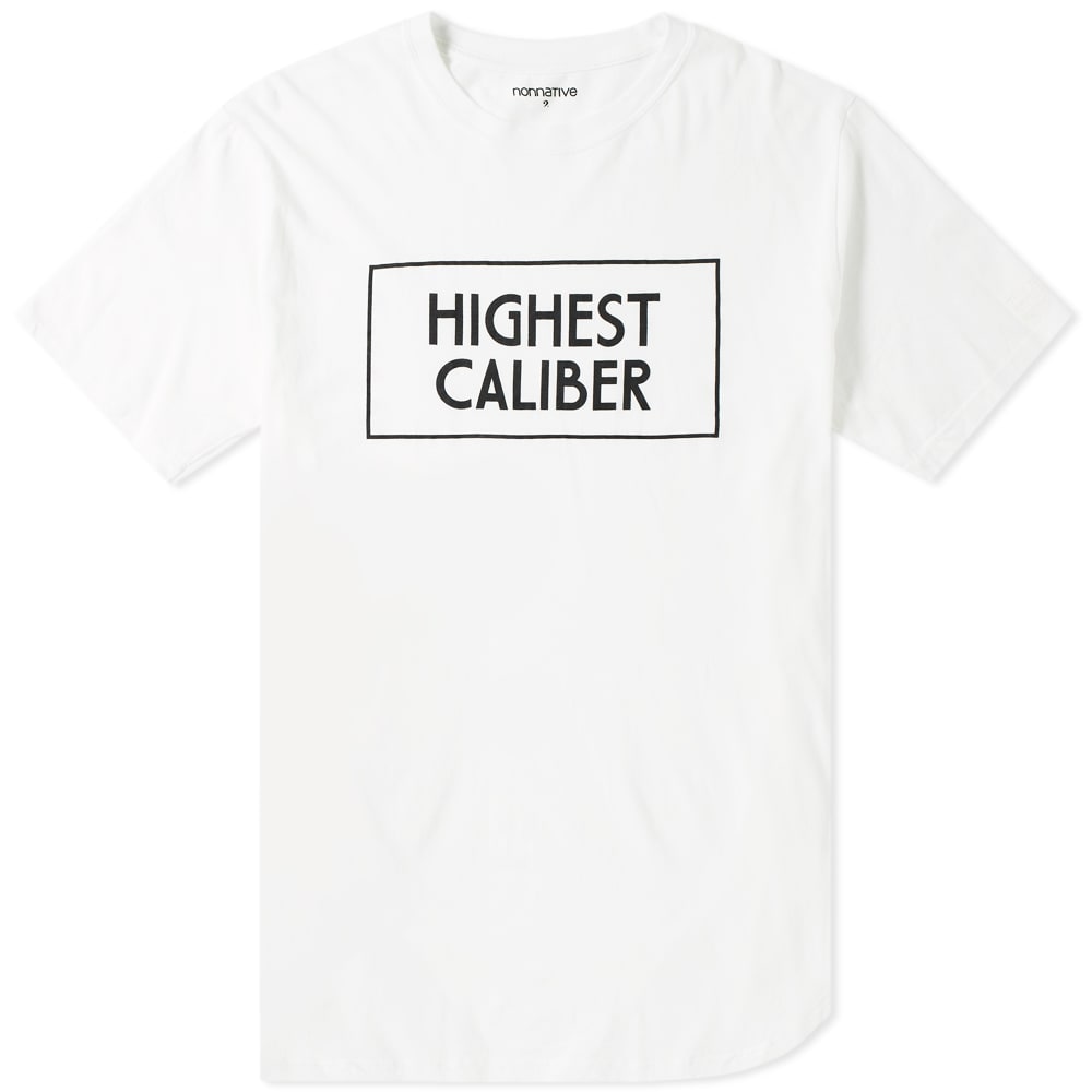 A classic t-shirt design from Nonnative, the “highest caliber” tee features the brand’s signature curved hem and embroidered branding to the sleeve. Constructed from pure cotton and embellished simply with a ribbed crewneck, Nonnative make this tee to an exacting standard in their home country of Japan.  

100% Cotton
Ribbed Crewneck
Highest Caliber Chest Print
Branded Sleeve Embroidery
Curved Hem
Made in Japan