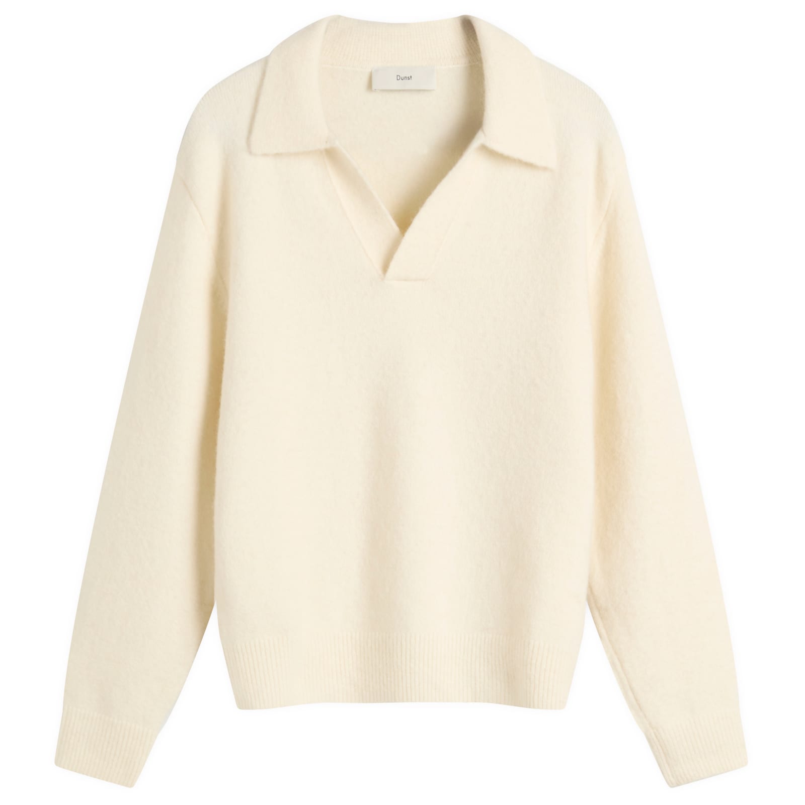 DUNST Women's Open Collar Knit Jumper in Ivory, Size Large 