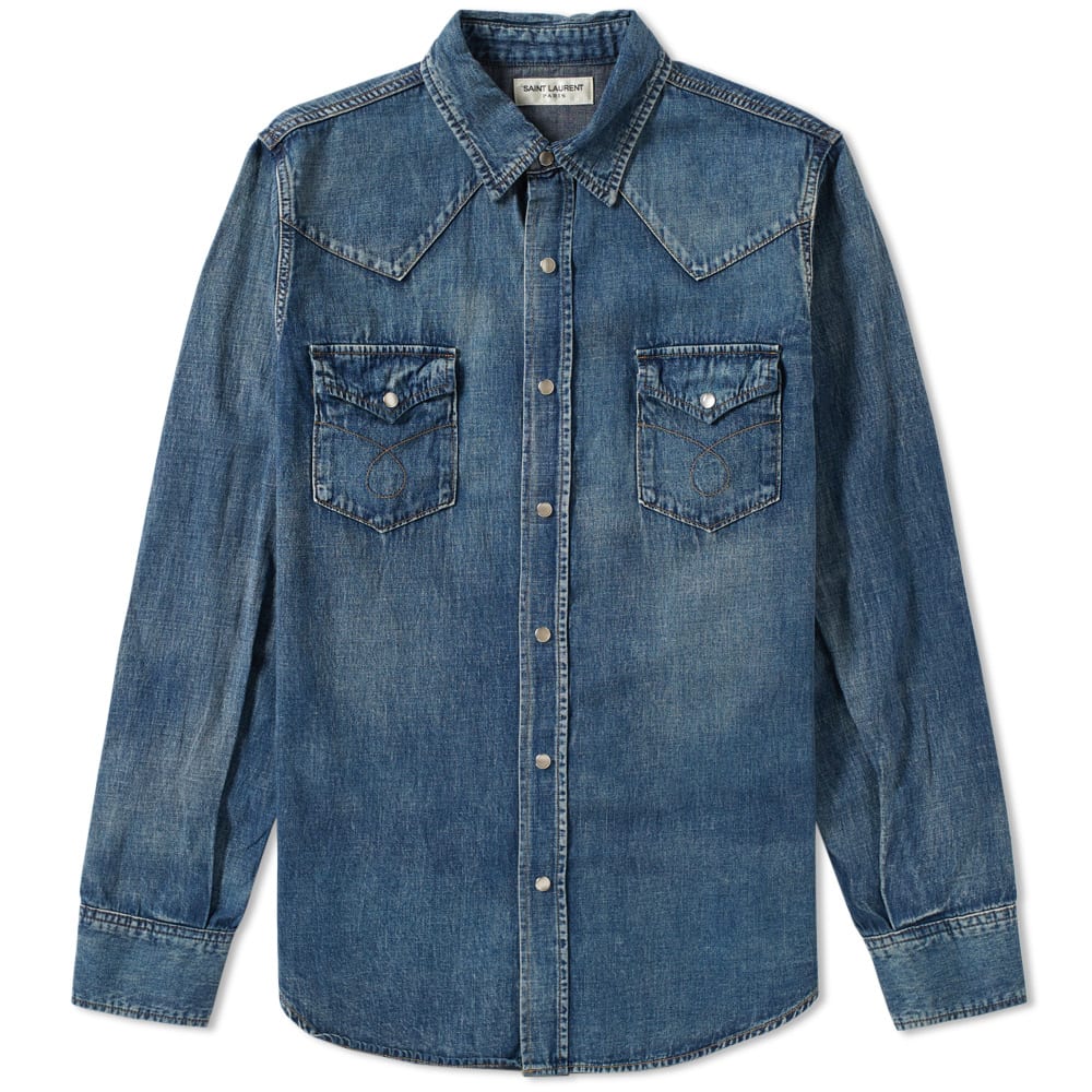 Saint Laurent Classic Denim Western Shirt Used Blue | END. (US)