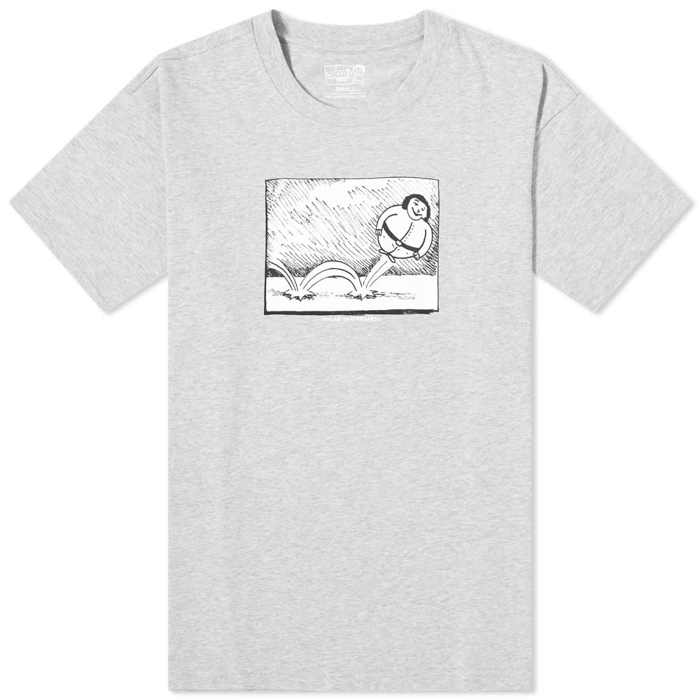 Oozing a feeling of nostalgia, the Polar Skate Co. ‘Bounce’ tee playfully uses a graphic reminiscent of a children’s book to update this light grey style. Comfortably cut from cotton, it is printed with a character bouncing across the chest, whilst the brand’s moniker is stamped underneath to complete the look.

100% Cotton
Ribbed Crewneck
Printed Branding
Made in Portugal