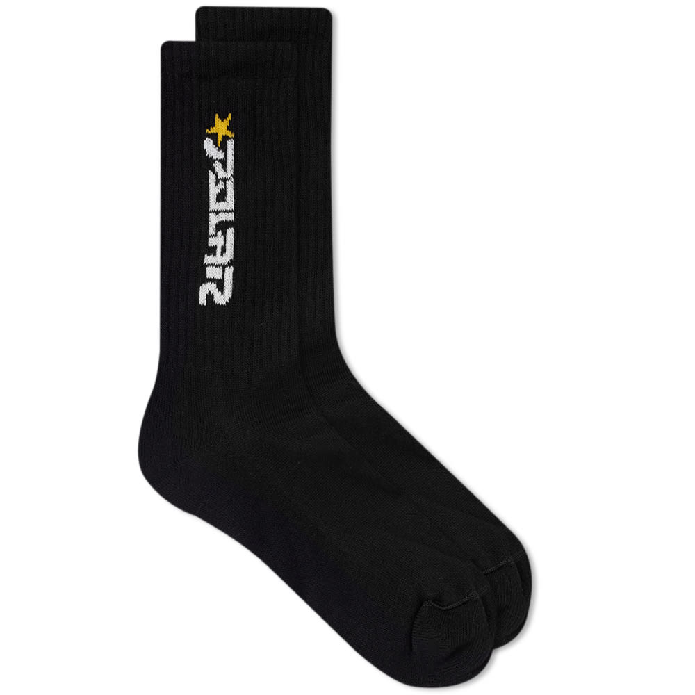 Detailed with seasonal engineered branding, Polar Skate Co.’s crew socks arrive in black and come secured with thick ribbing at each cuff. Crafted from a premium cotton mix, they’re sure to provide breathable comfort with every wear.   85% Cotton, 10% Polyester, 5% Spandex Ribbed Cuffs Engineered Branding Made in Poland
