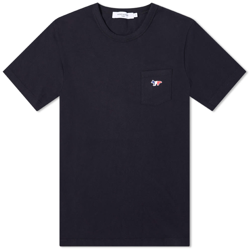 Maison Kitsune Tricolor Fox Patch T-Shirt Black | END. (CA) Maison Kitsune Tricolor Fox Patch T-Shirt Black | END. (CA)
