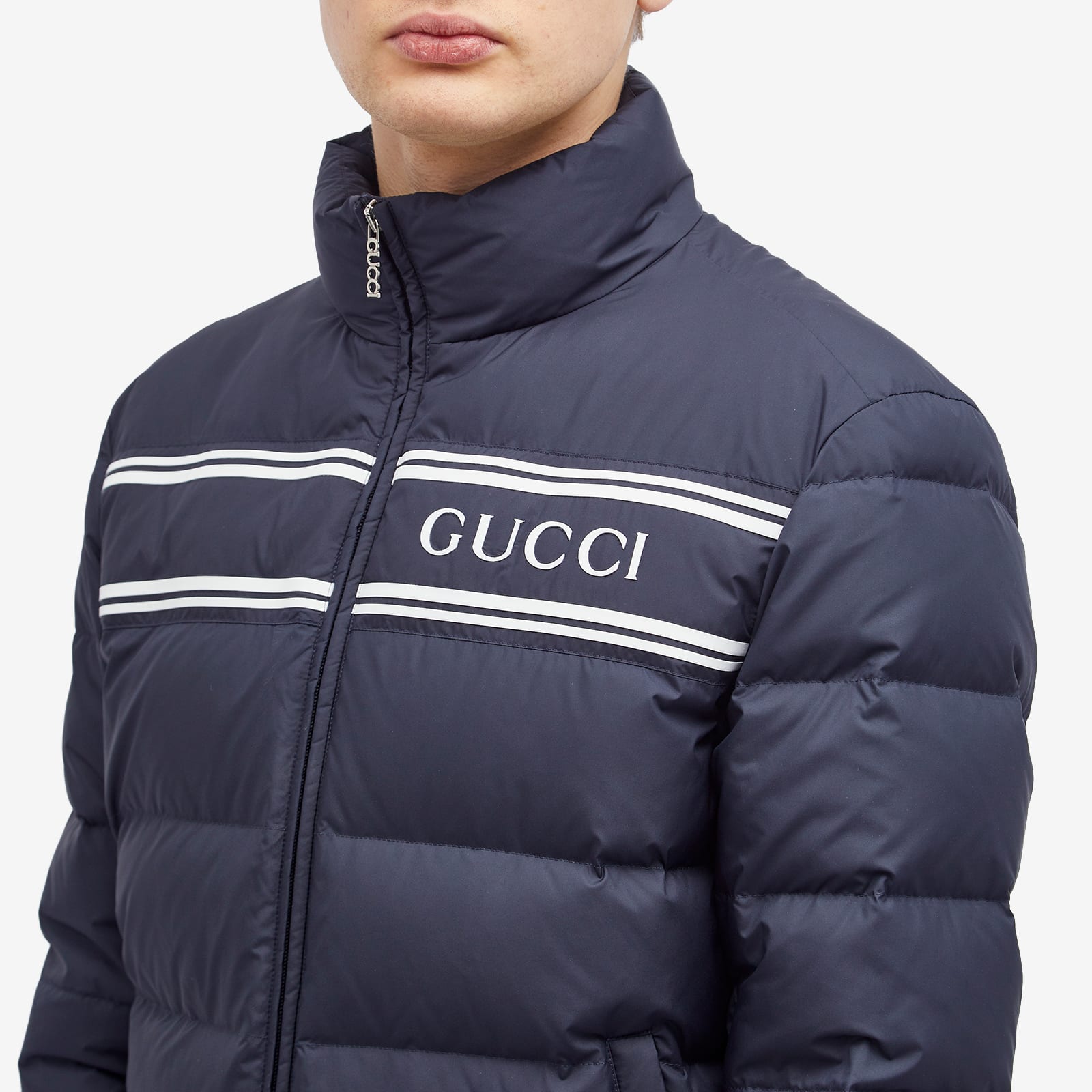Gucci Men's Logo Lightweight Down Jacket Navy | 794821-Z8BTA-4215