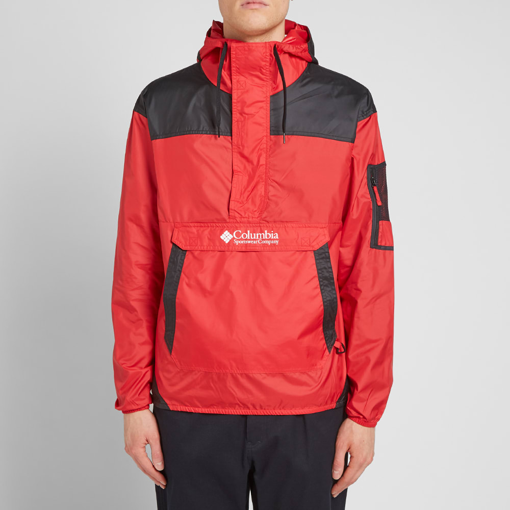 columbia windbreaker red