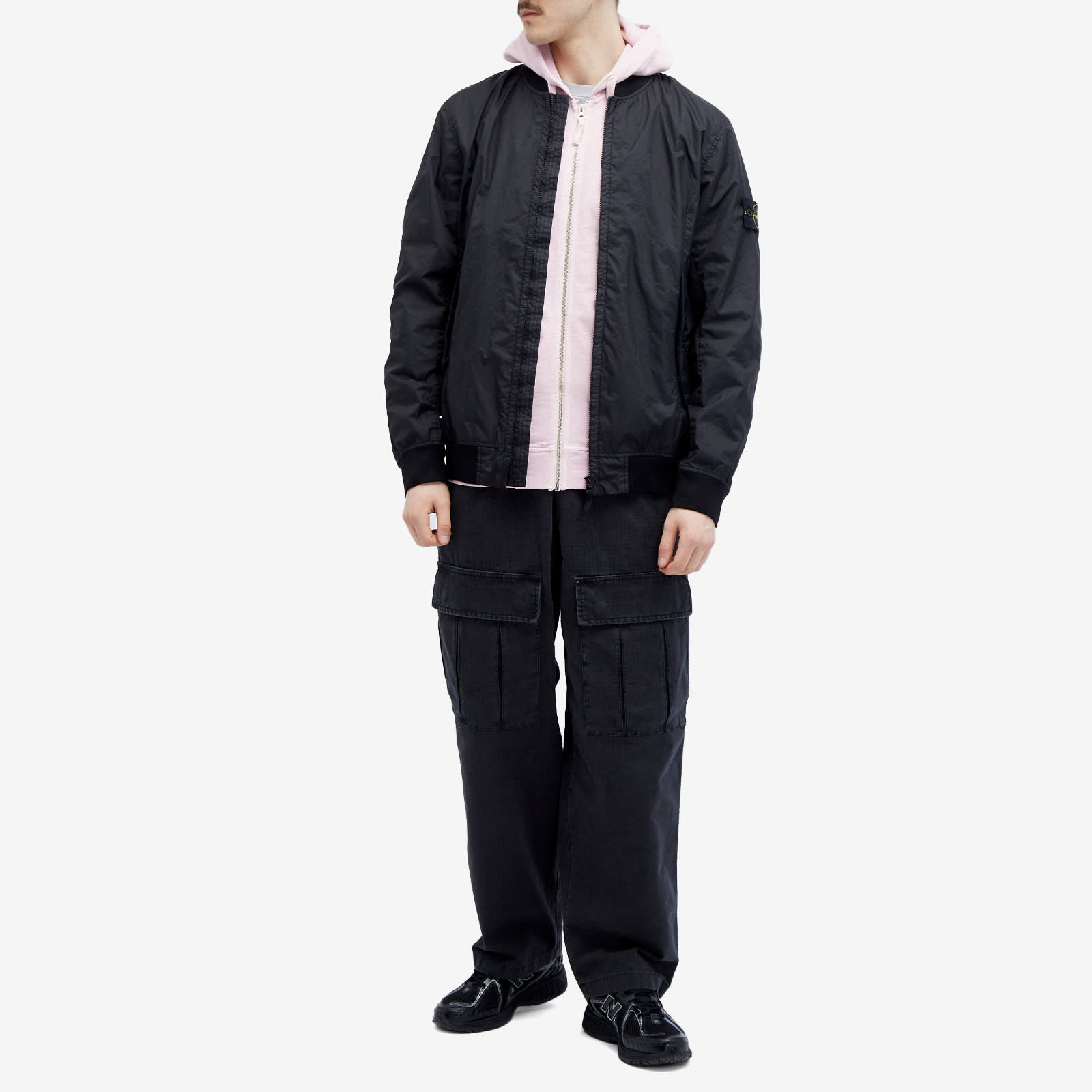 Stone Island Men's Garment Dyed Malfile Zip Hoodie Pink