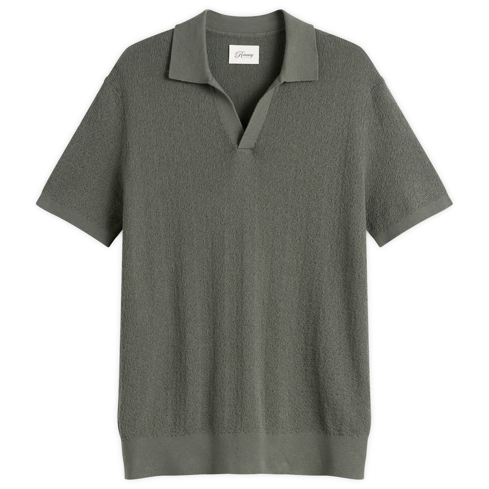 Ronning — Ronning Men's Textured Polo Shirt in Sage, Size X-Large