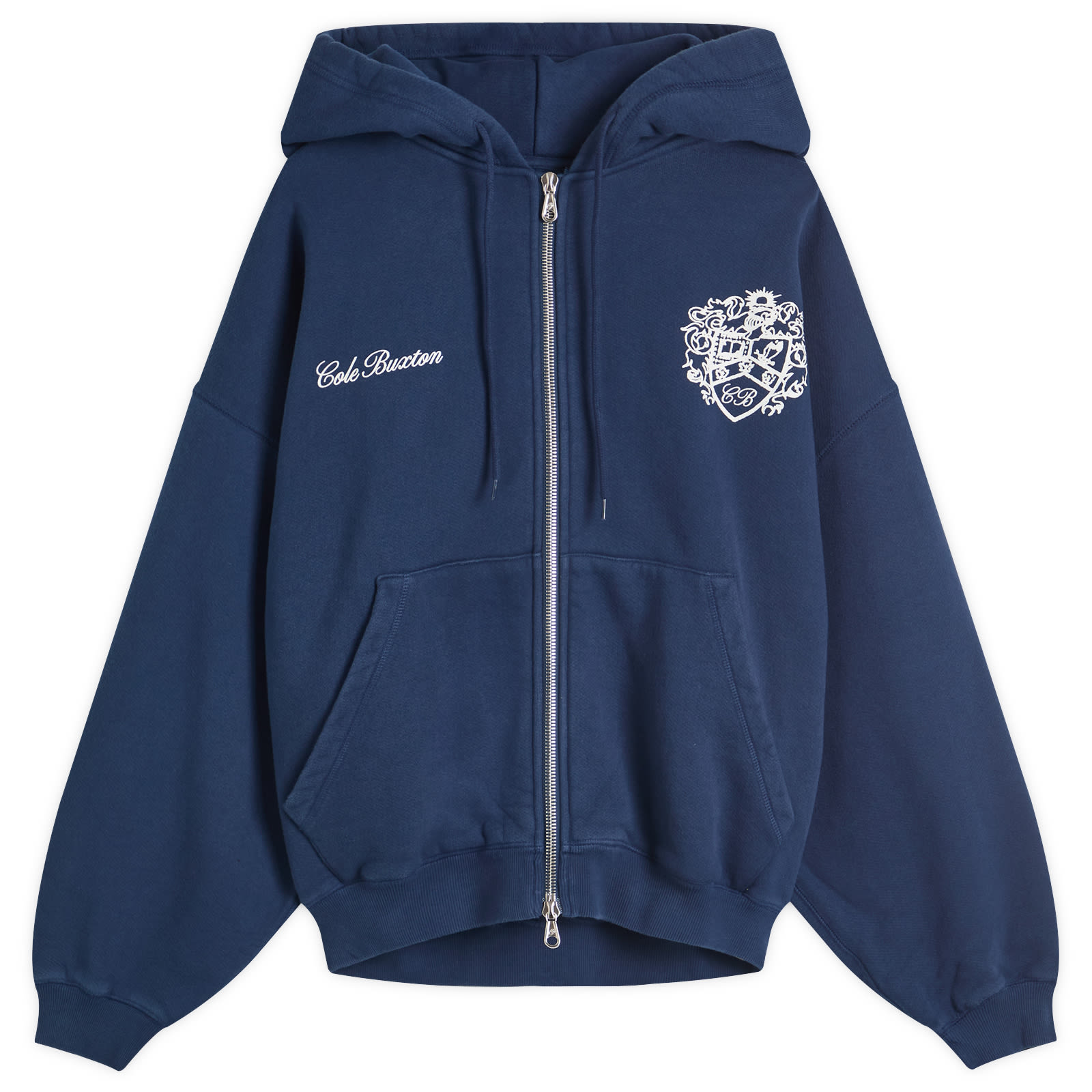Cole Buxton Men's Navy Collegiate Crest Zipped Hoodie