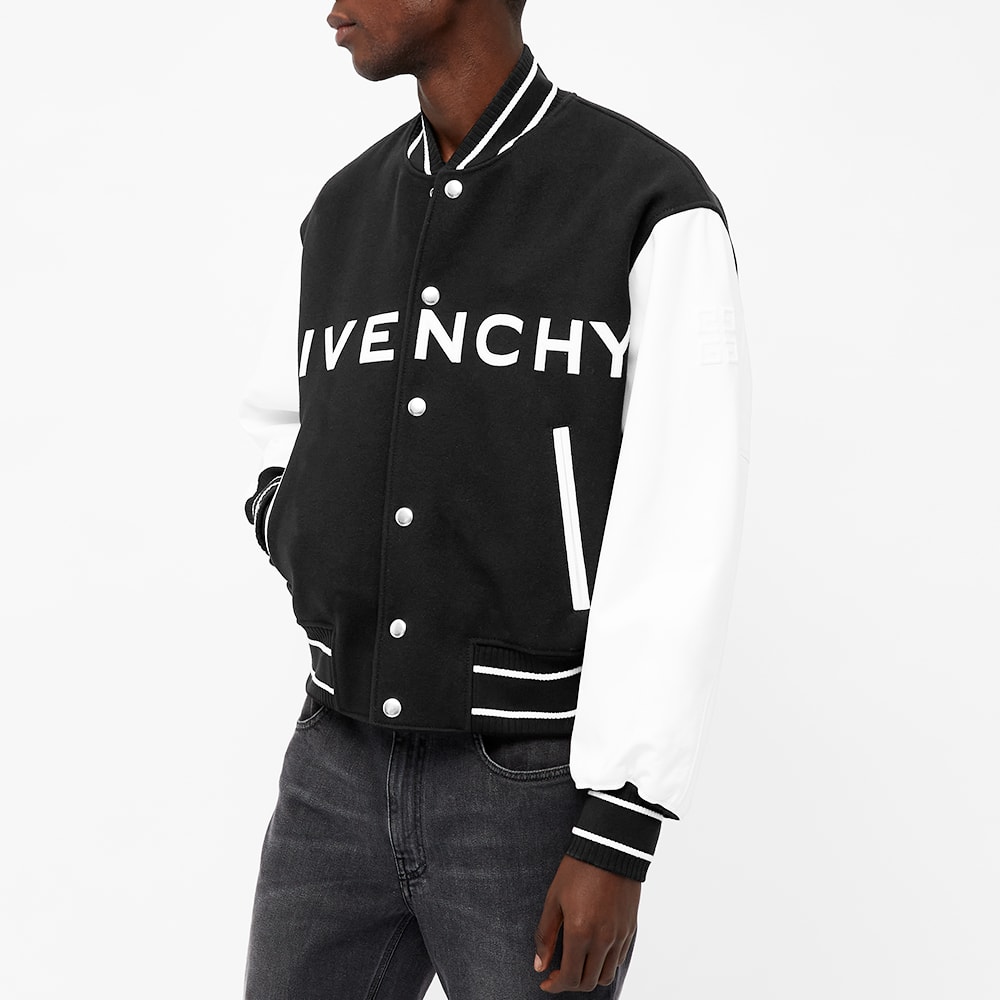 Givenchy Logo Leather Varsity Jacket Black & White END.