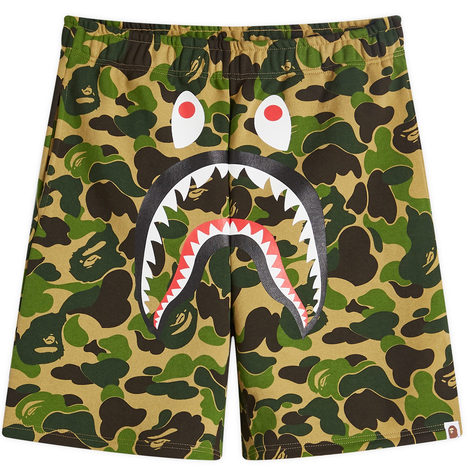 A Bathing Ape Men's ABC Camo Shark Sweat Shorts Green - Curated
