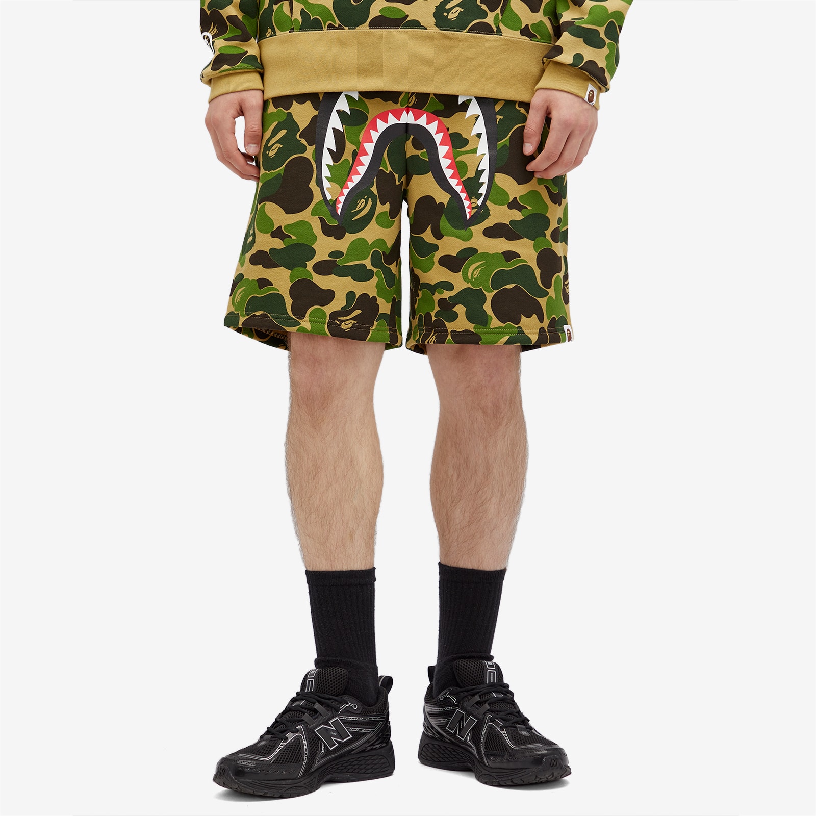A Bathing Ape Men's ABC Camo Shark Sweat Shorts Green - Curated