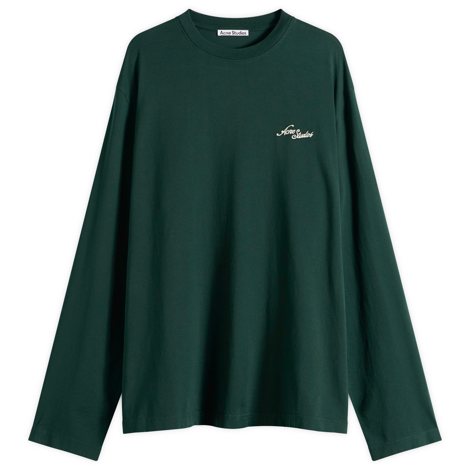 Acne Studios Men’s Edden Small Venice Logo Long Sleeve T-Shirt Dark Green