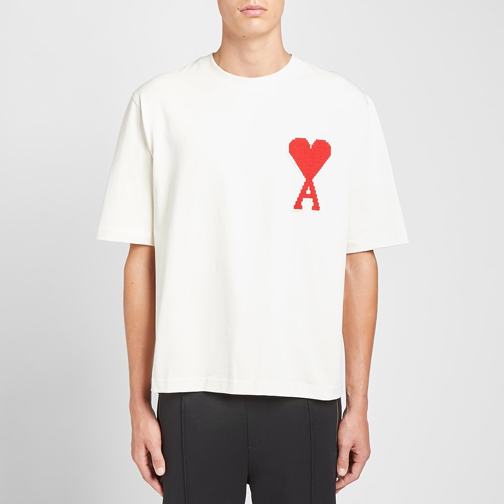 AMI Large Heart Patch Tee Ecru | END. (TW)