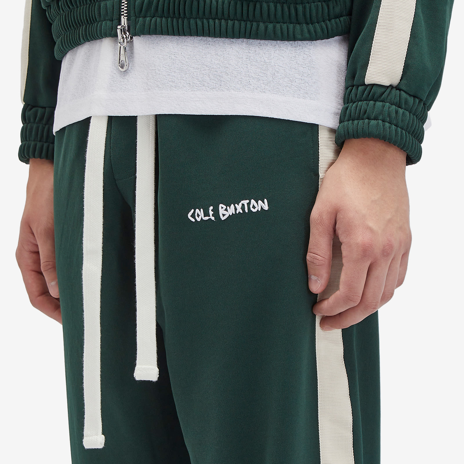 Cole Buxton Men's Crochet Stripe Track Pants Forest Green