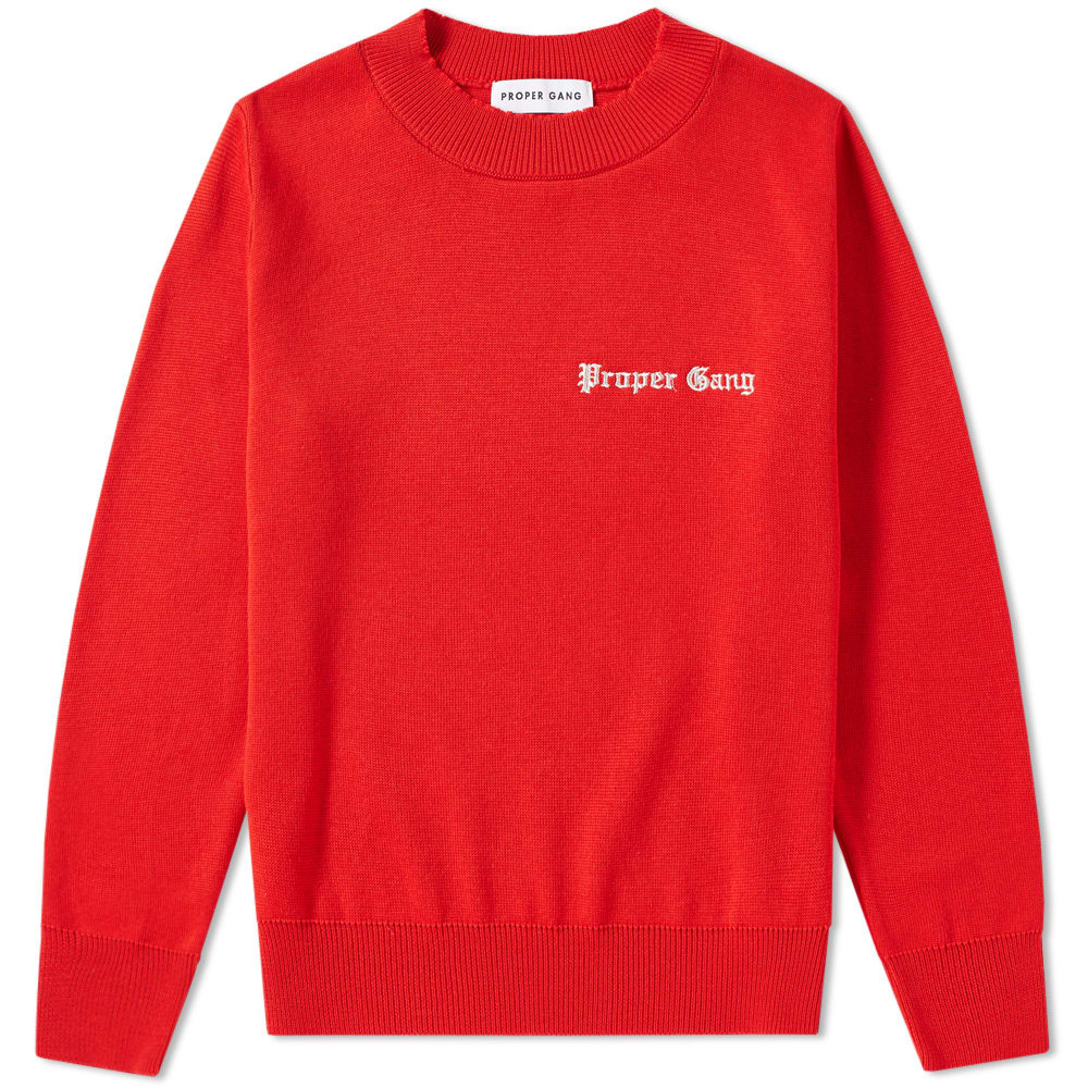 Proper Gang Embroidered Crew Sweat Red | END.