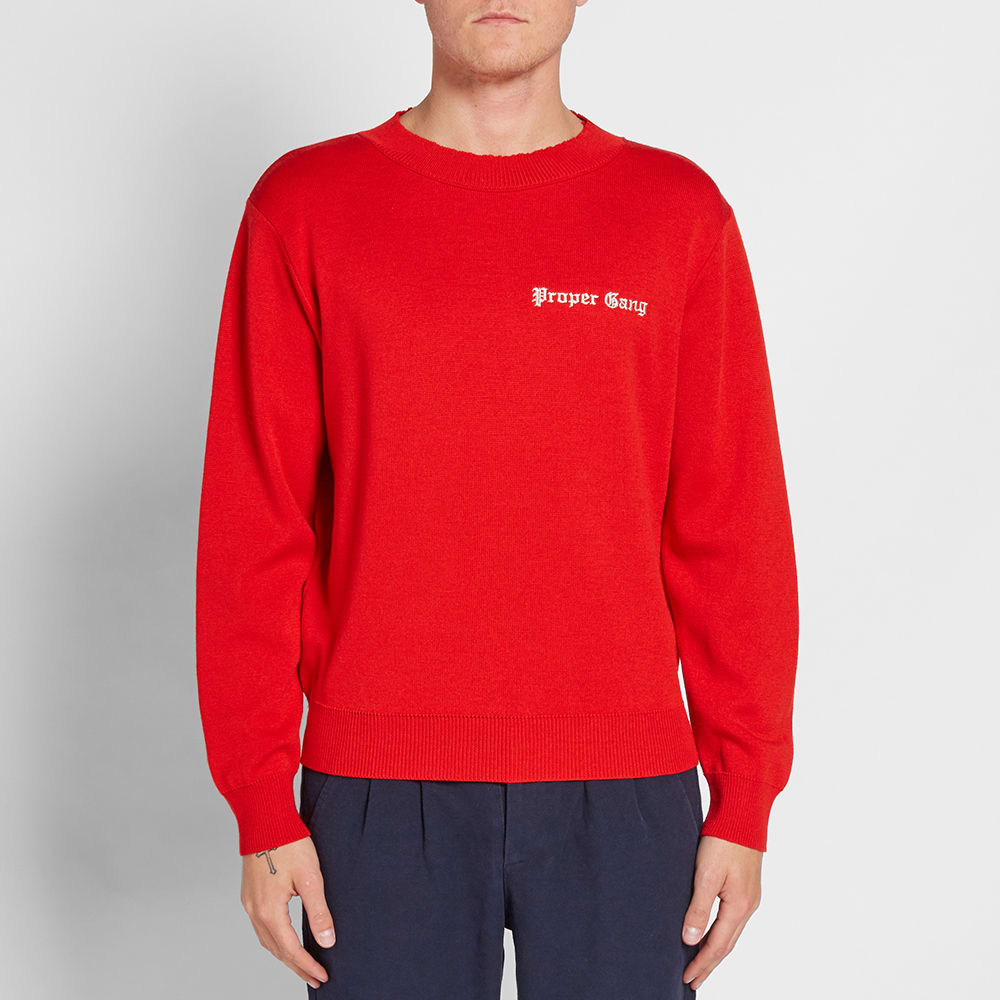 Proper Gang Embroidered Crew Sweat Red | END.