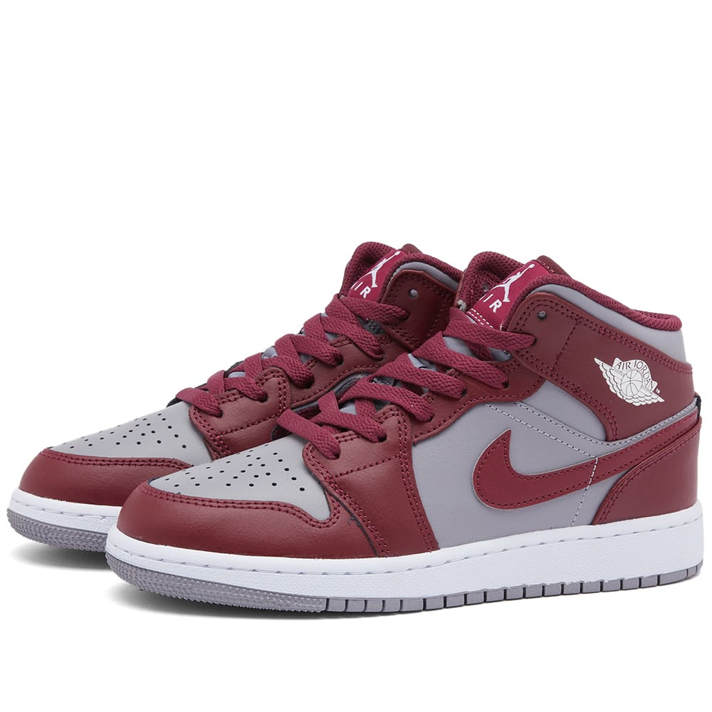 Air Jordan 1 Mid GS Cherrywood Red & White END.