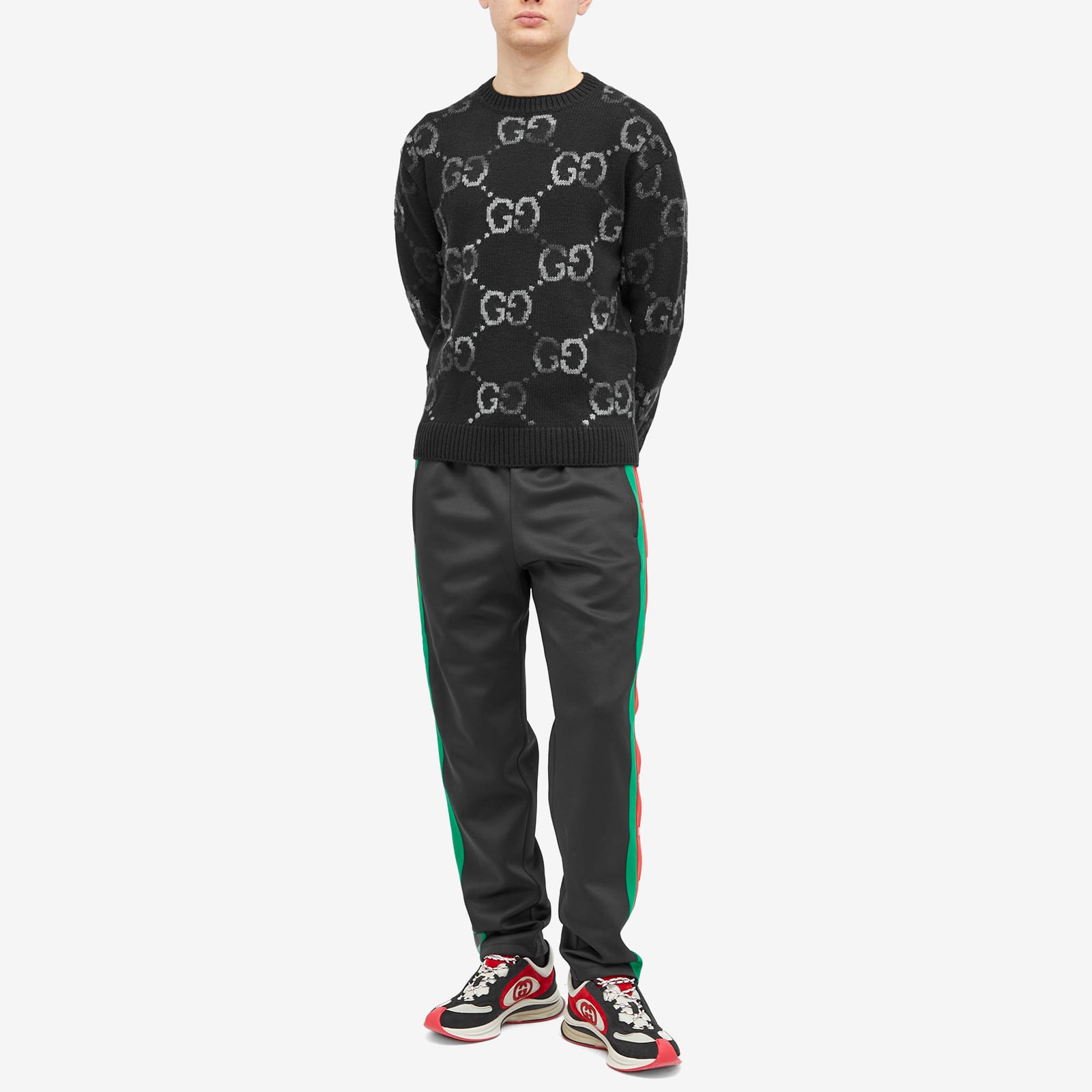 Gucci Men's Jumbo GG Jacquard Crew Neck Jumper Black