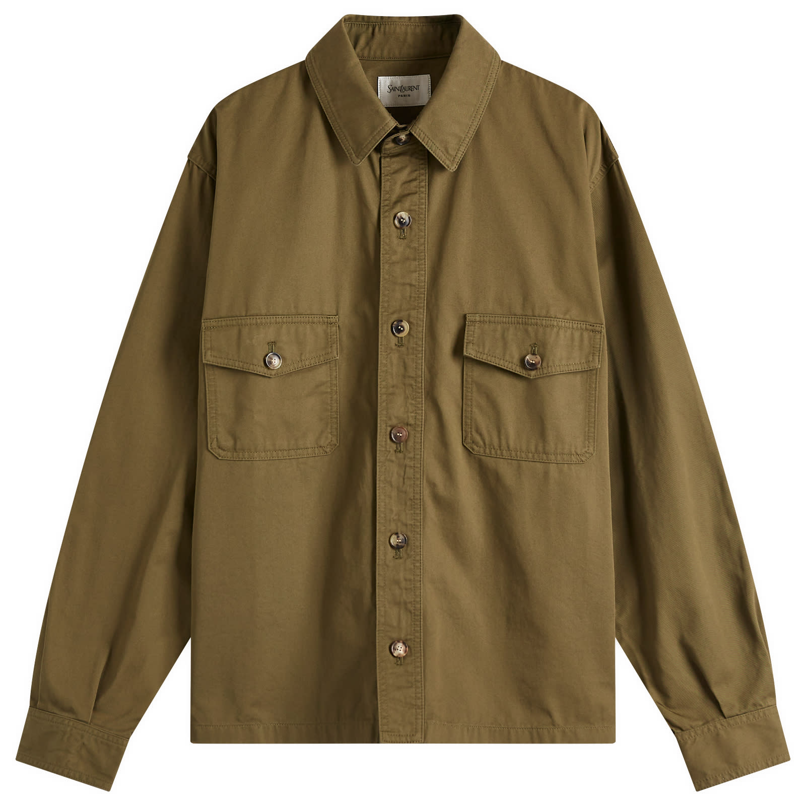 Saint Laurent Men's YSL Overshirt Authentic Khaki - Curated Menswear