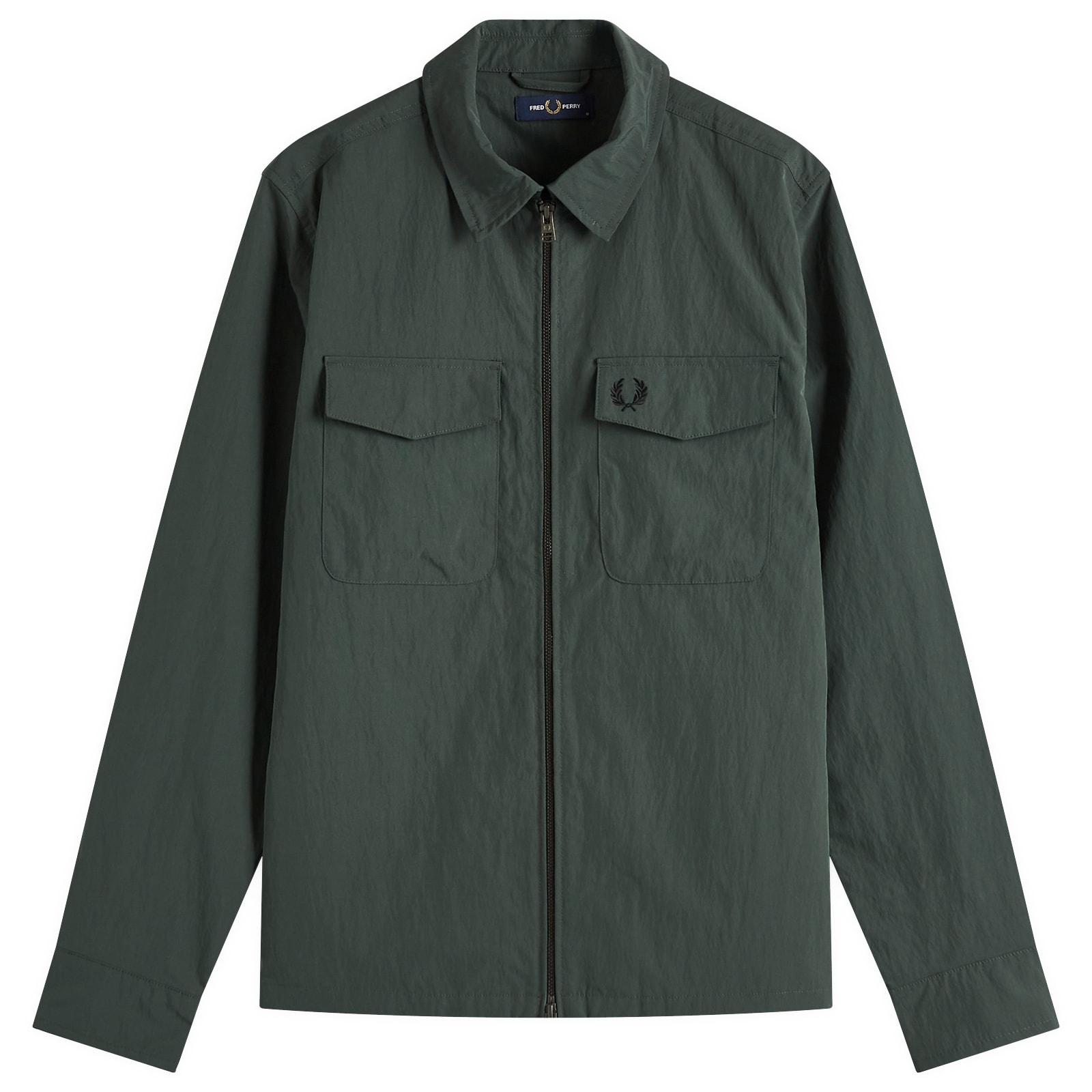 Perry Fred Perry Men's Zip Through Overshirt Court Green | M5684-X89