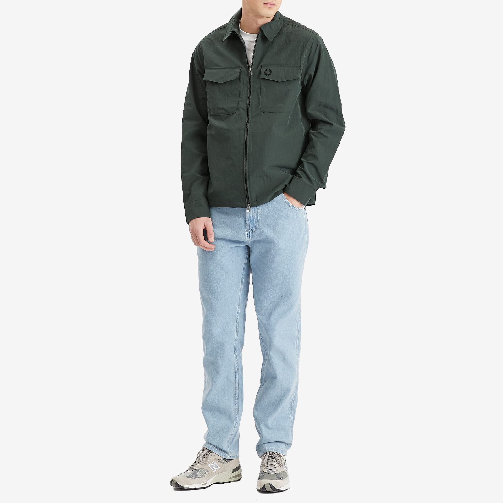 Fred Perry Men's Zip Through Overshirt Court Green | M5684-X89